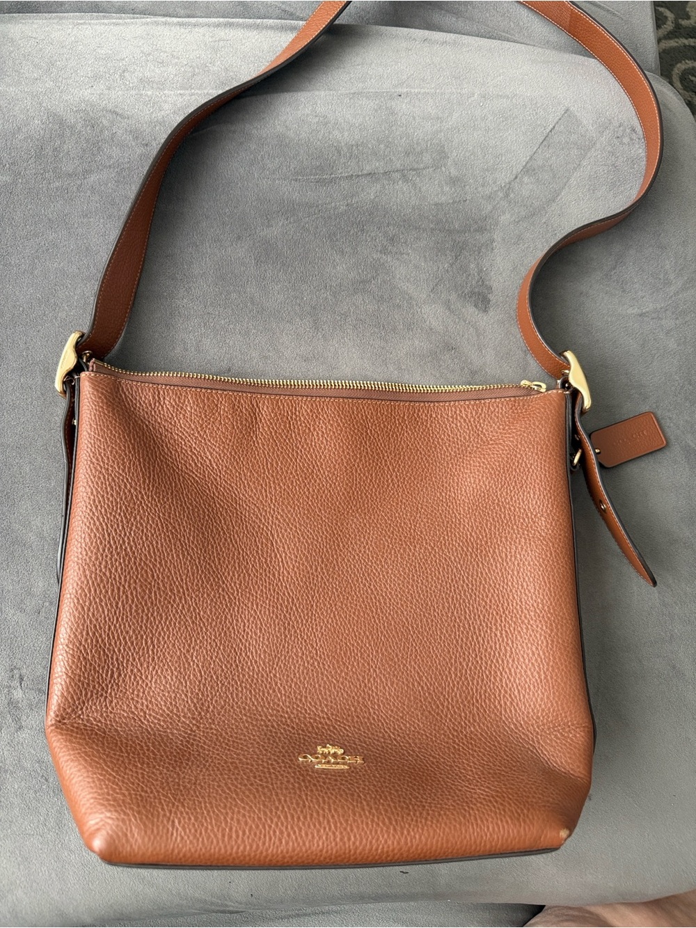 Coach Pebbled Leather Shoulder Bag in Saddle
